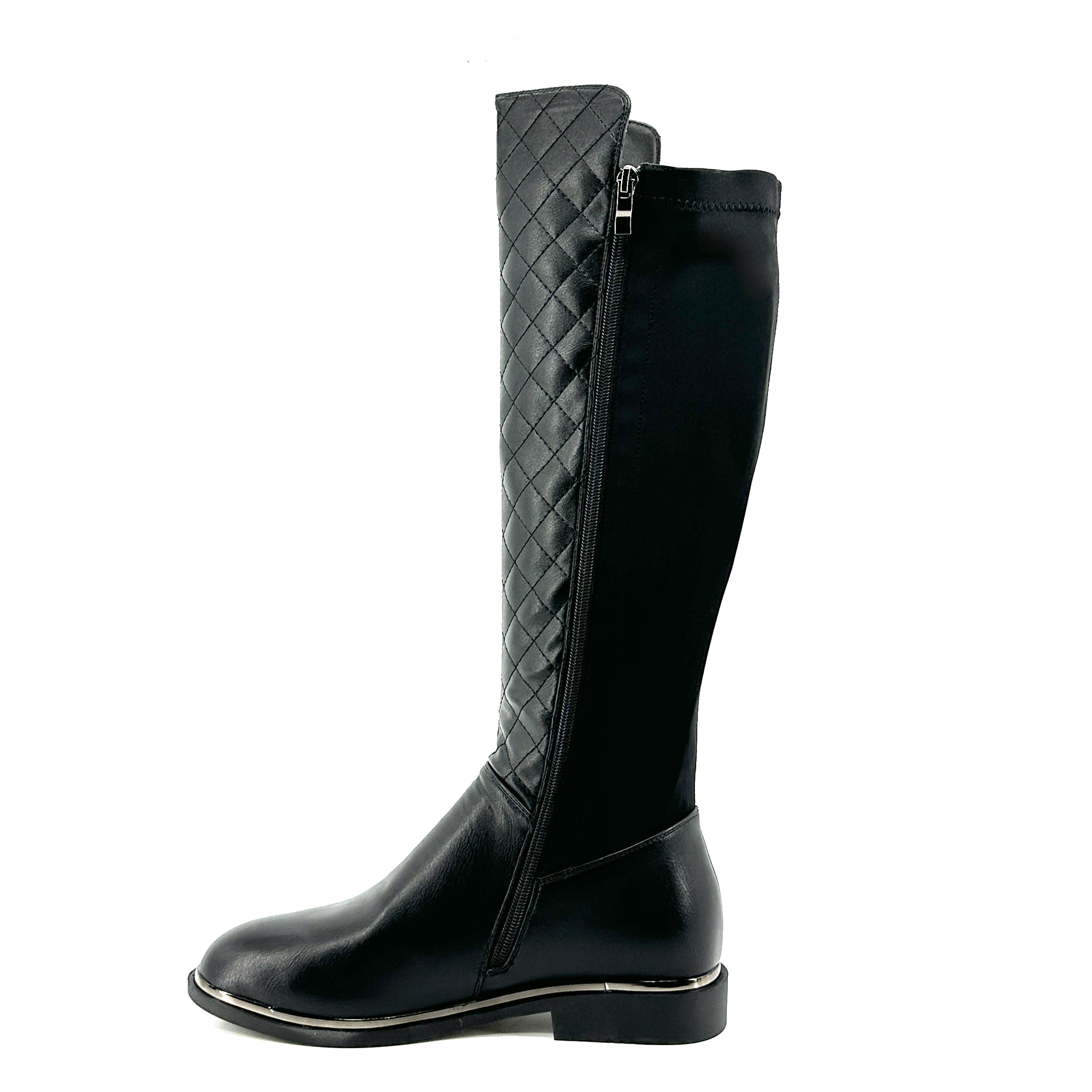 Quilted riding clearance boots black