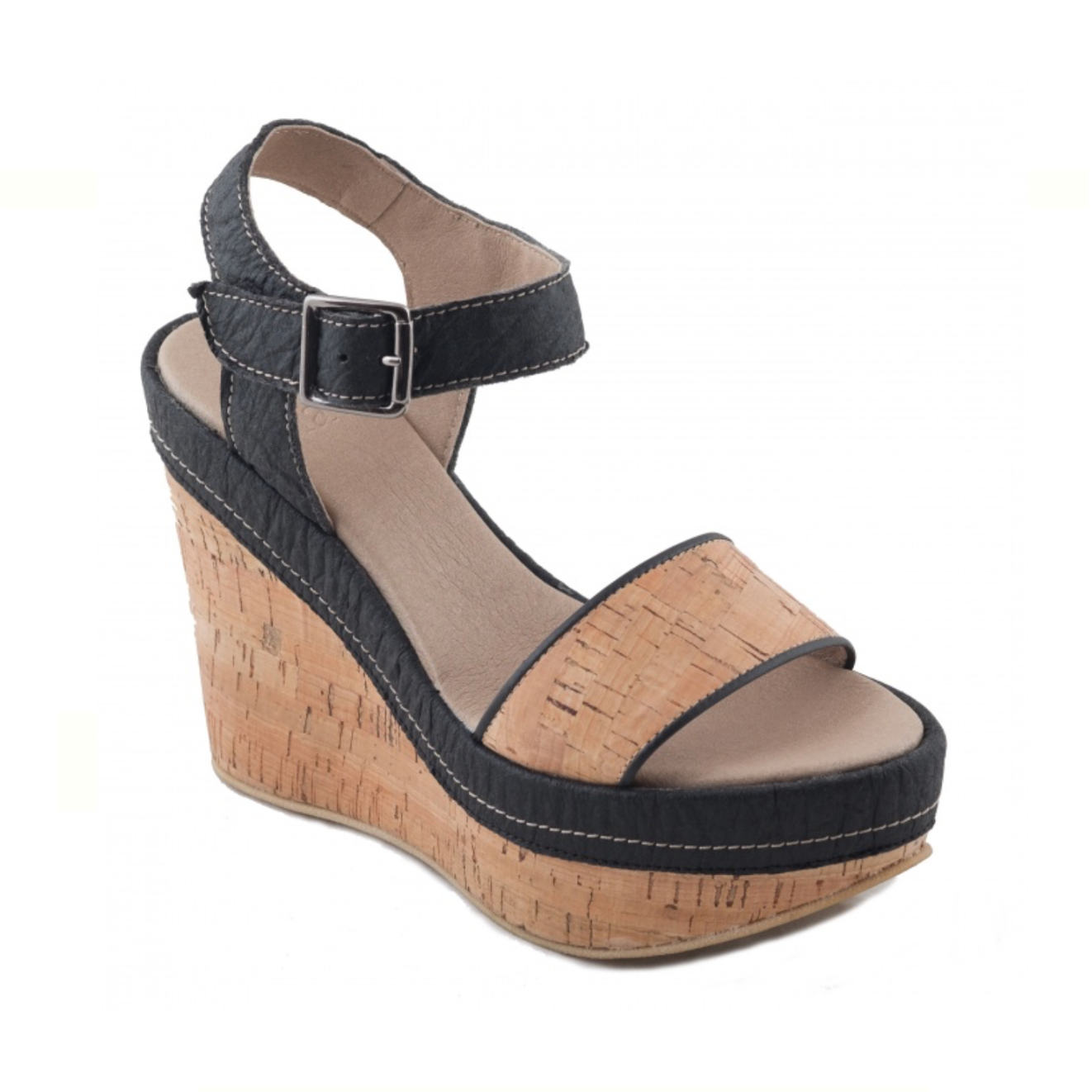 Women Vegan Leather Black Wedge Sandals - Planets Design - DOGO Store